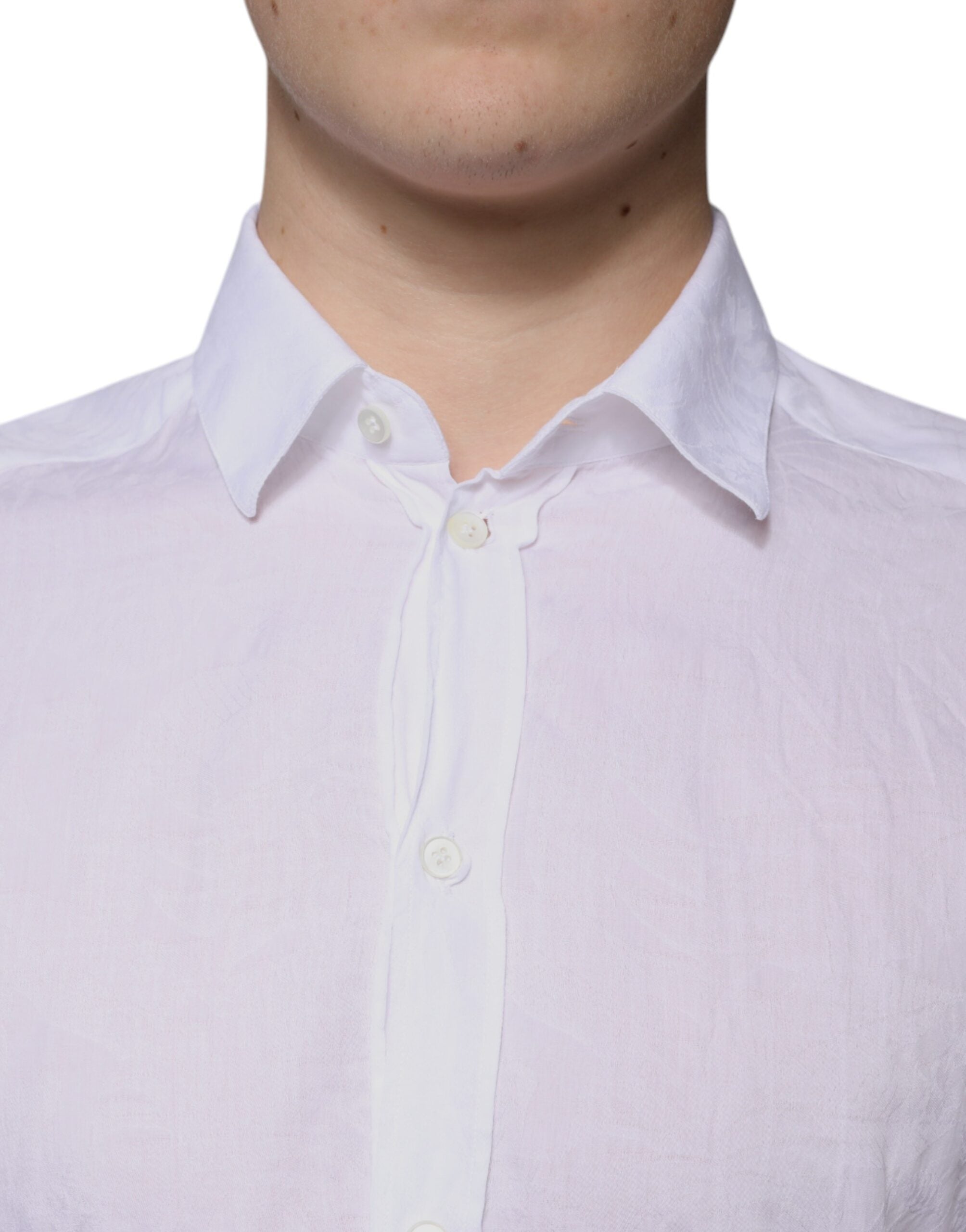 Dolce & Gabbana White Slim Fit Cotton Shirt for Men